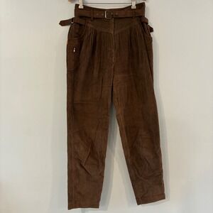 Vtg Together! Corduroy Pants 8 High Waisted Taper Belt Cargo Pleat Gorpcore 90s